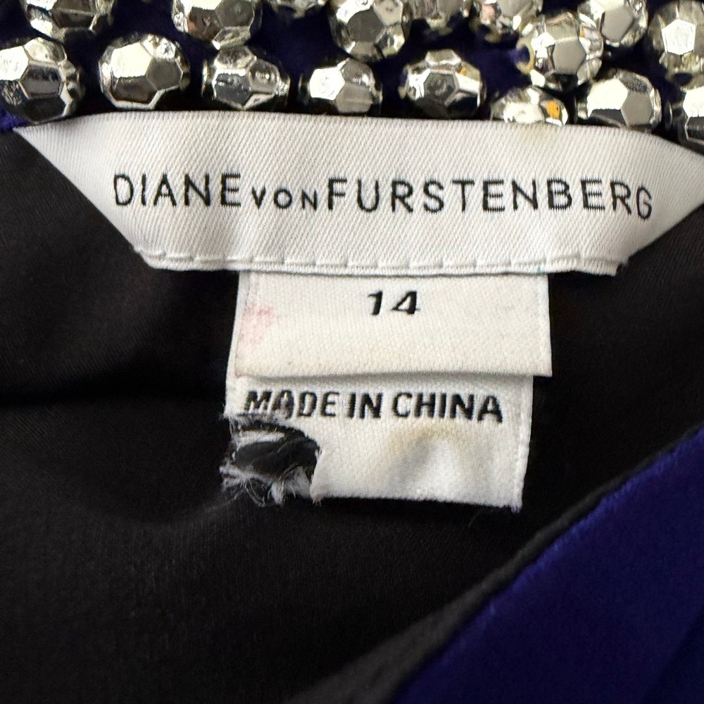 Diane von Furstenberg DVF Lainey Embellished Silk Halter Dress Royal Blue - Picture 8 of 11